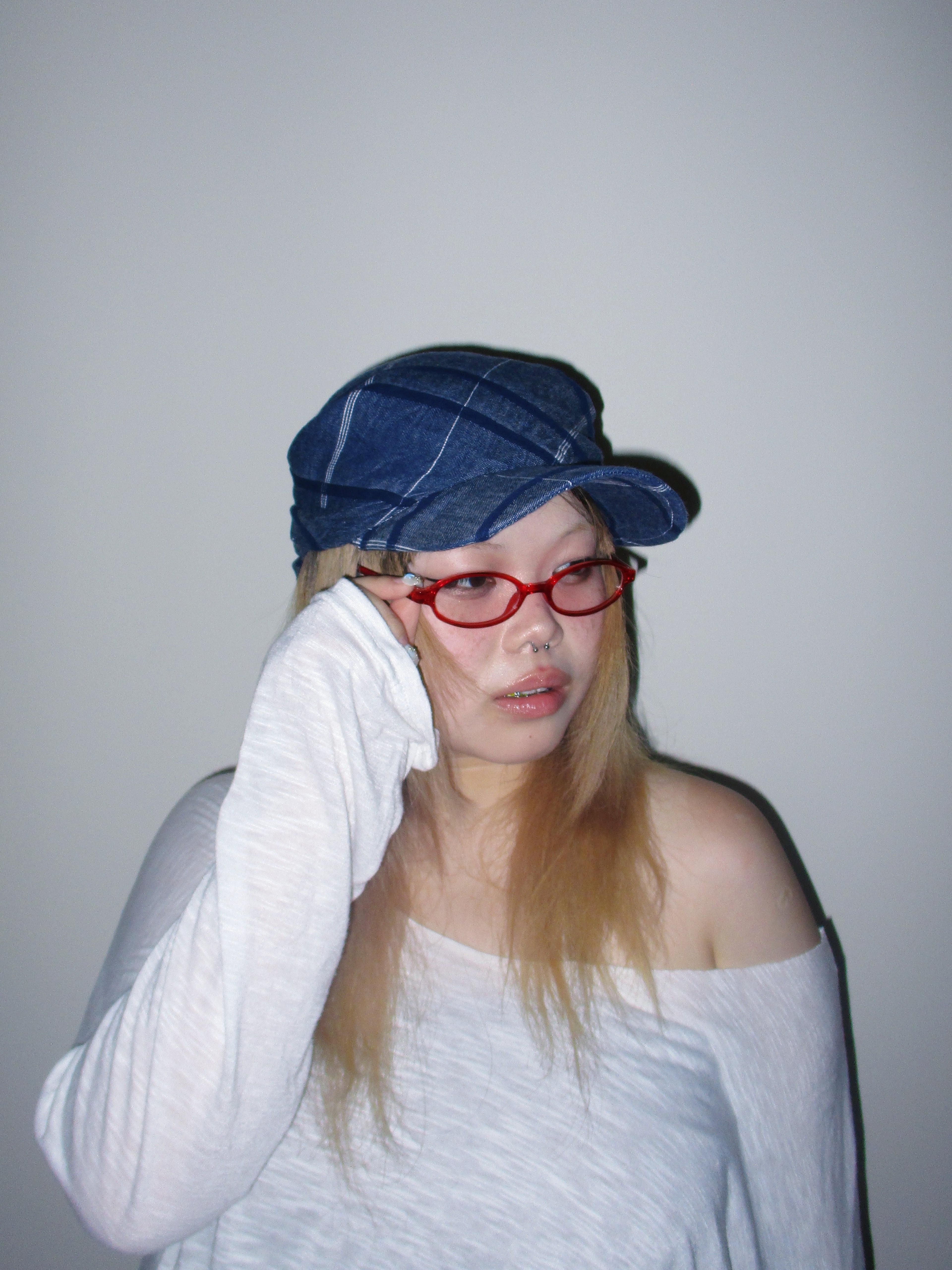 SILLYSALLY Blue Checkered Scarf Hat