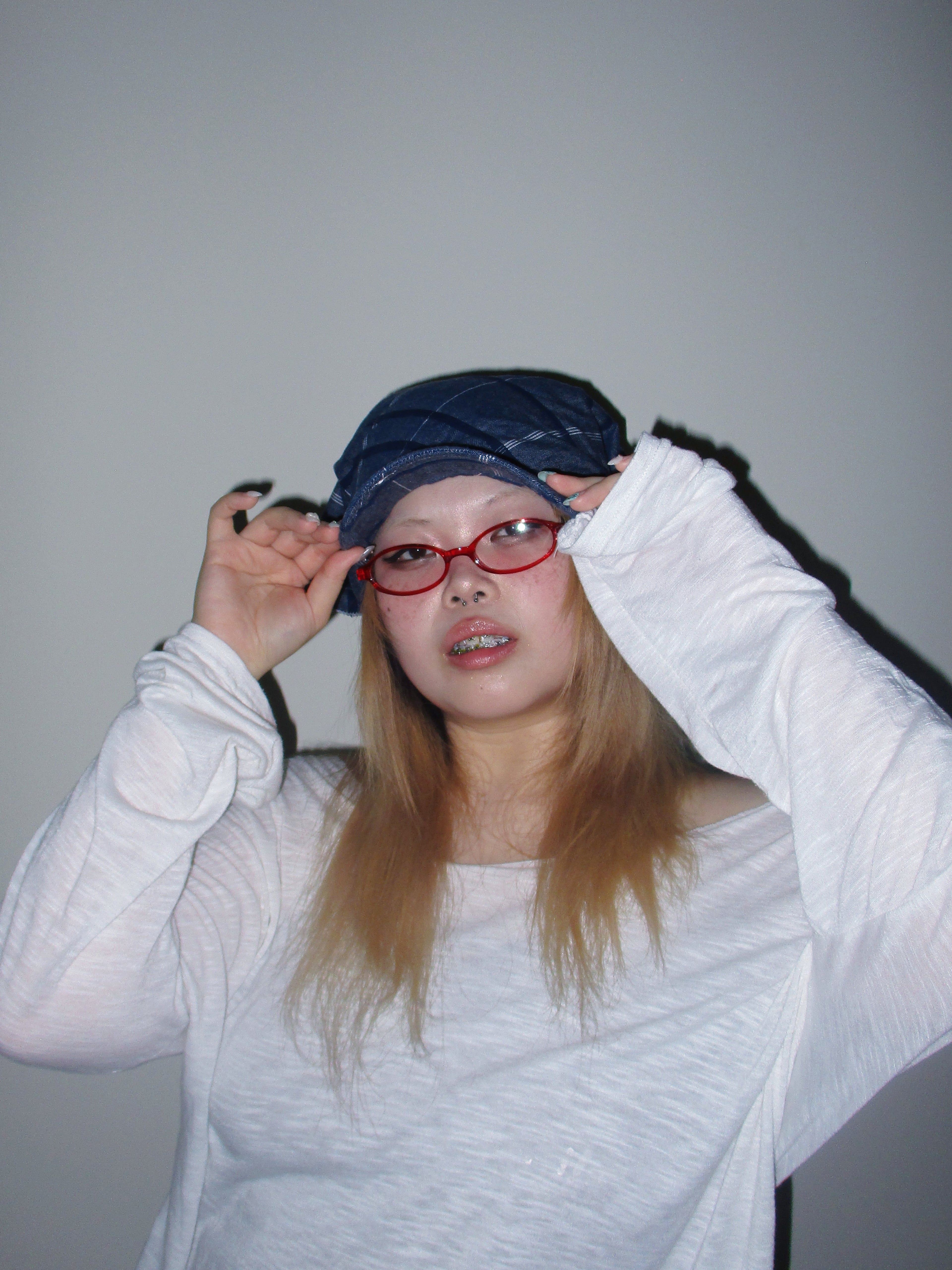 SILLYSALLY Blue Checkered Scarf Hat