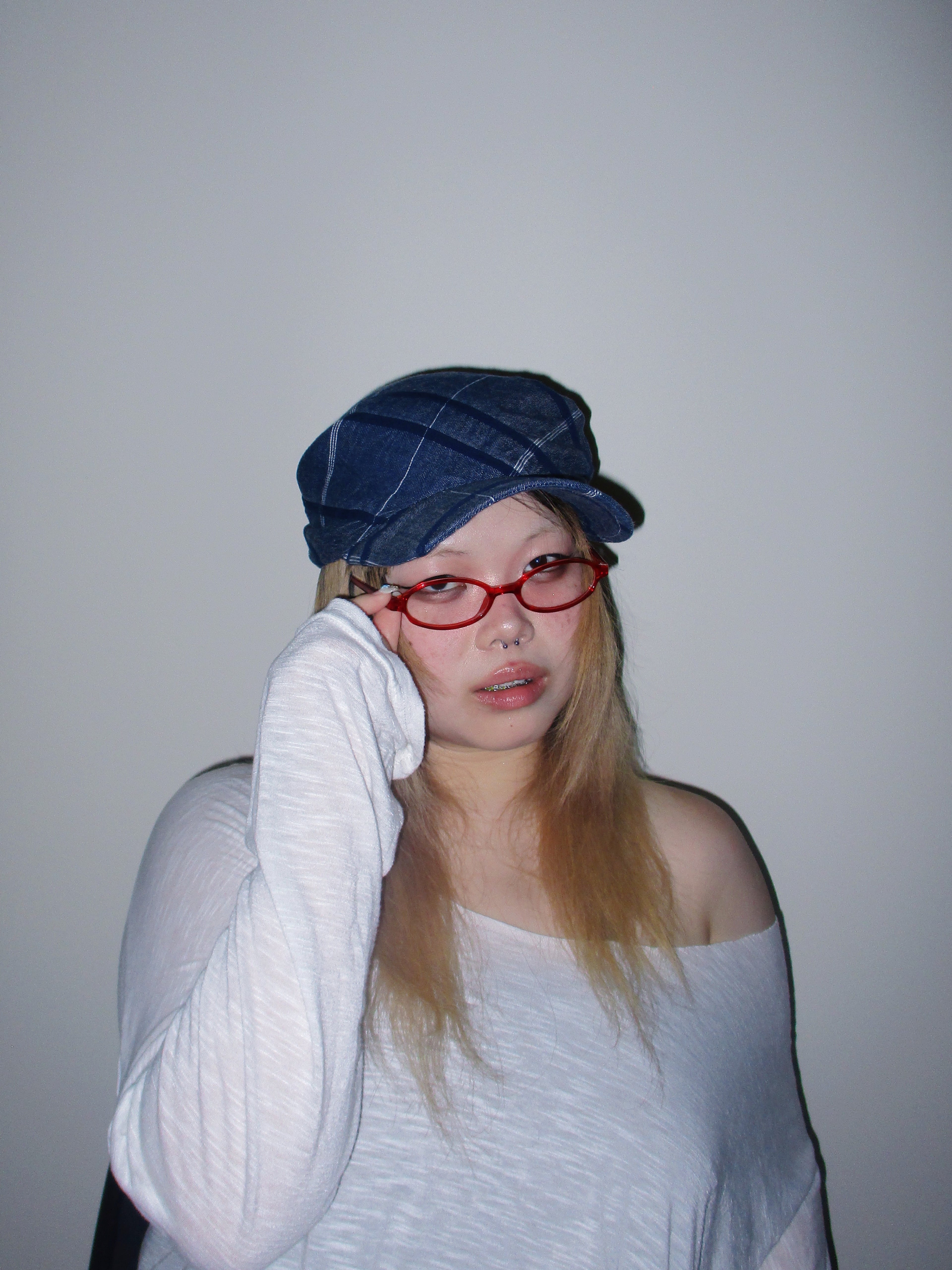 SILLYSALLY Blue Checkered Scarf Hat