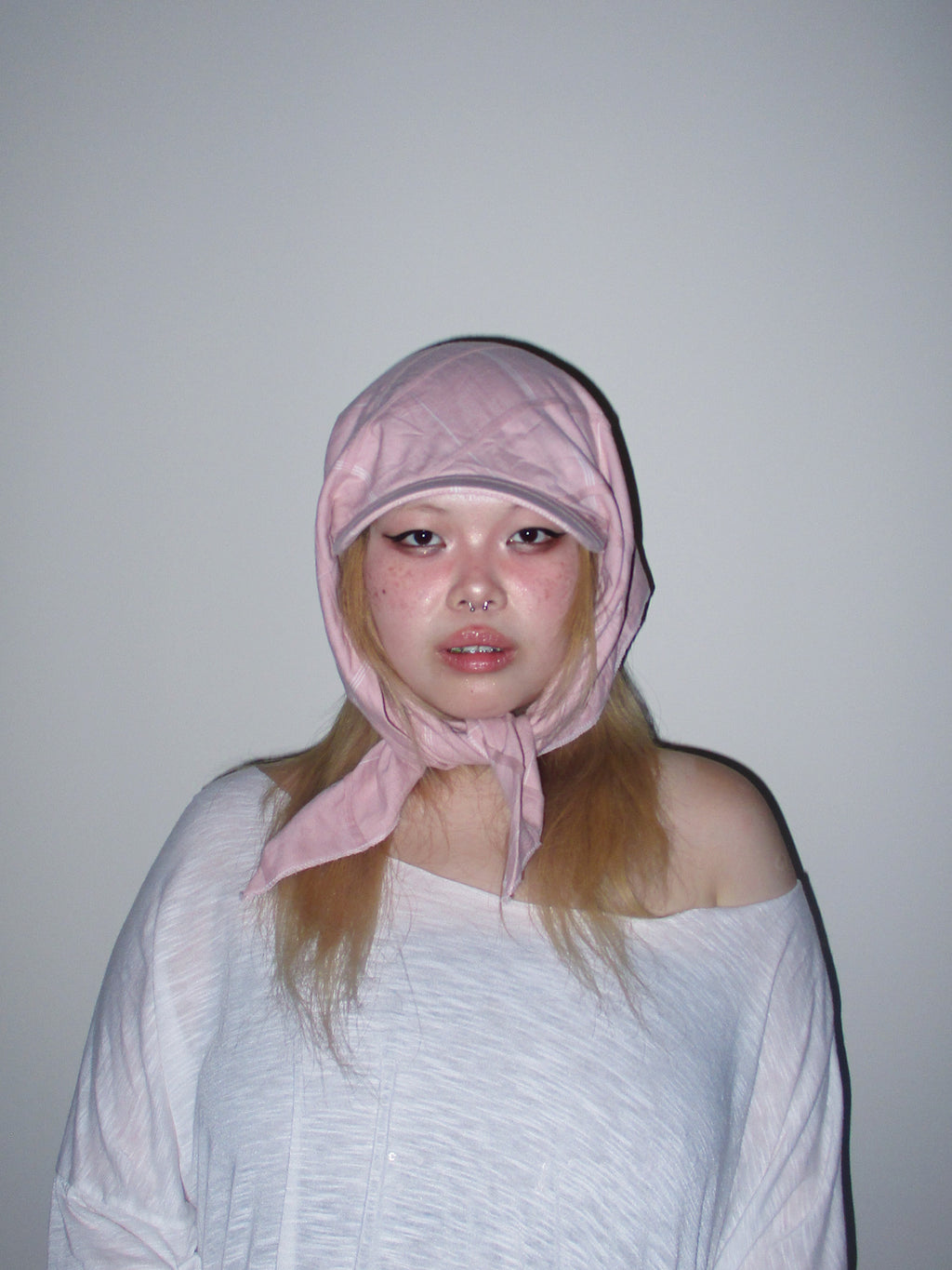 SILLYSALLY Pink Checkered Scarf Hat