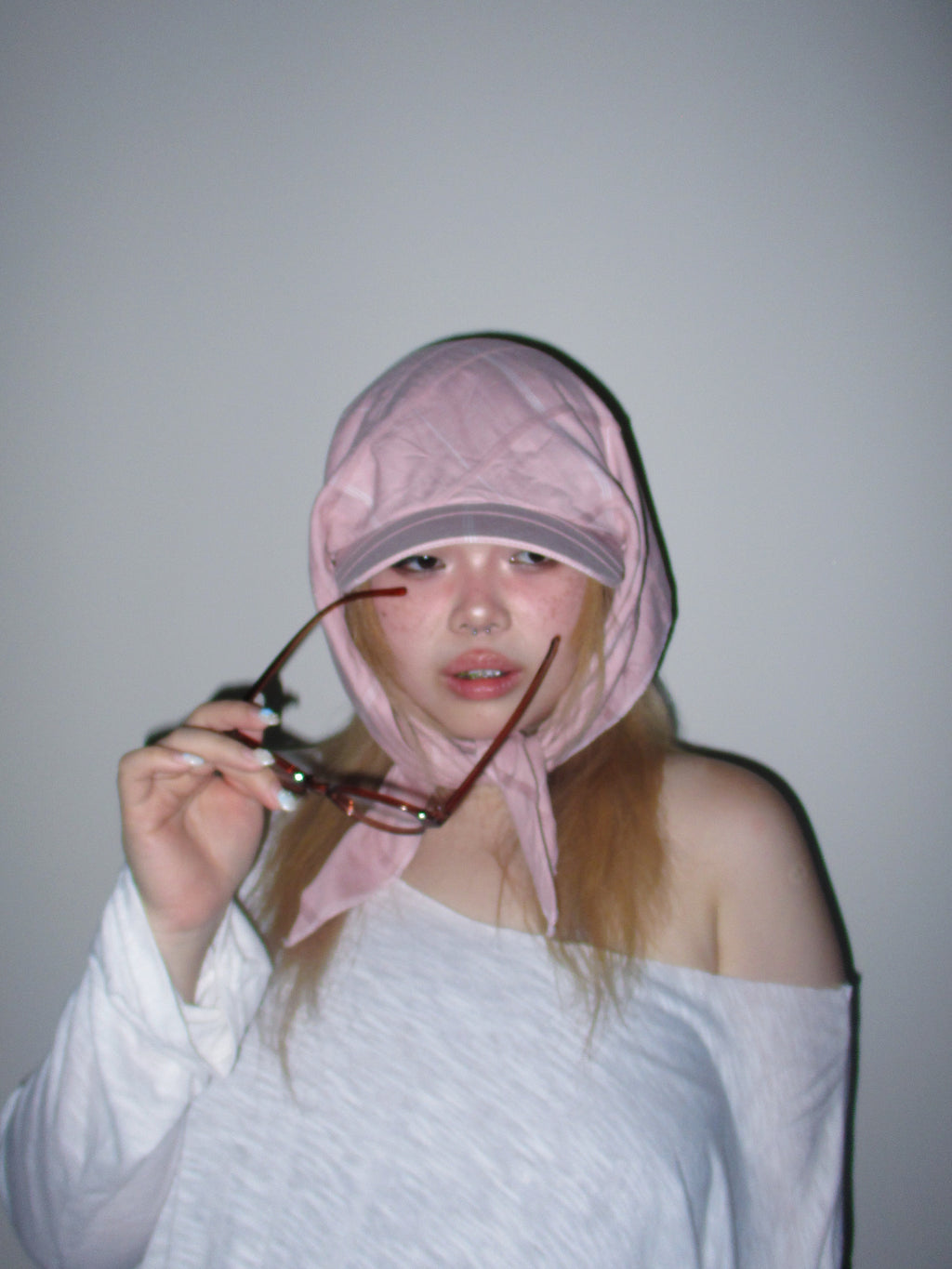 SILLYSALLY Pink Checkered Scarf Hat