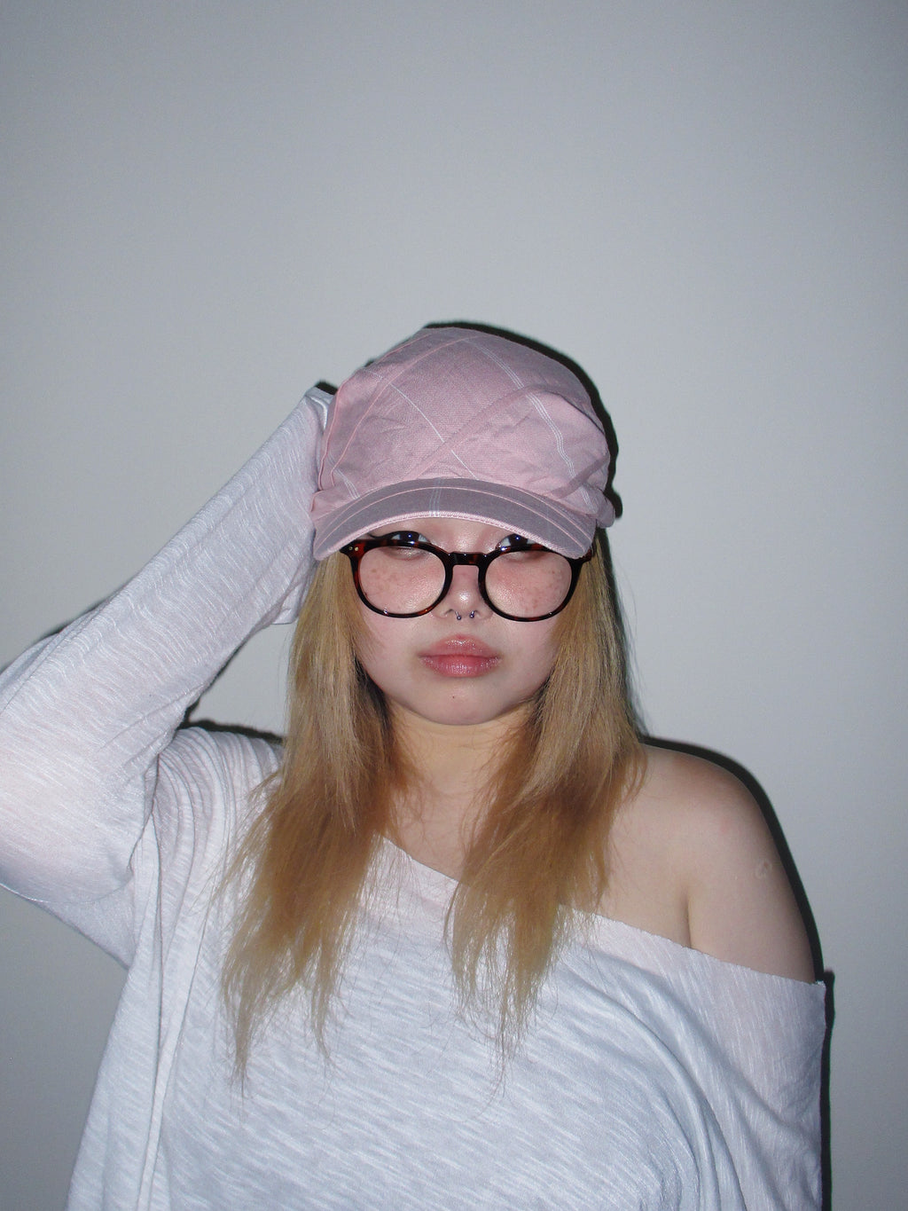 SILLYSALLY Pink Checkered Scarf Hat
