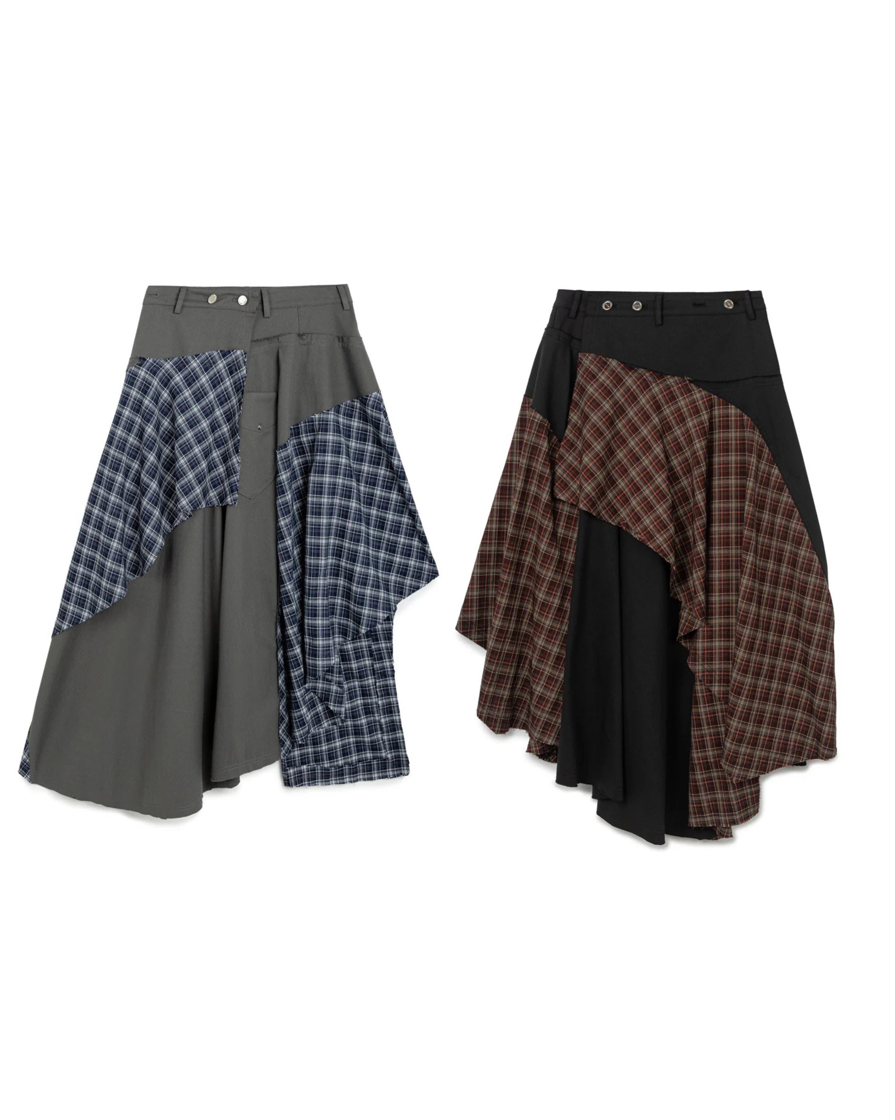 N E O VOL.2_CH.2 PATCHWORK SKIRT ARMY GREEN
