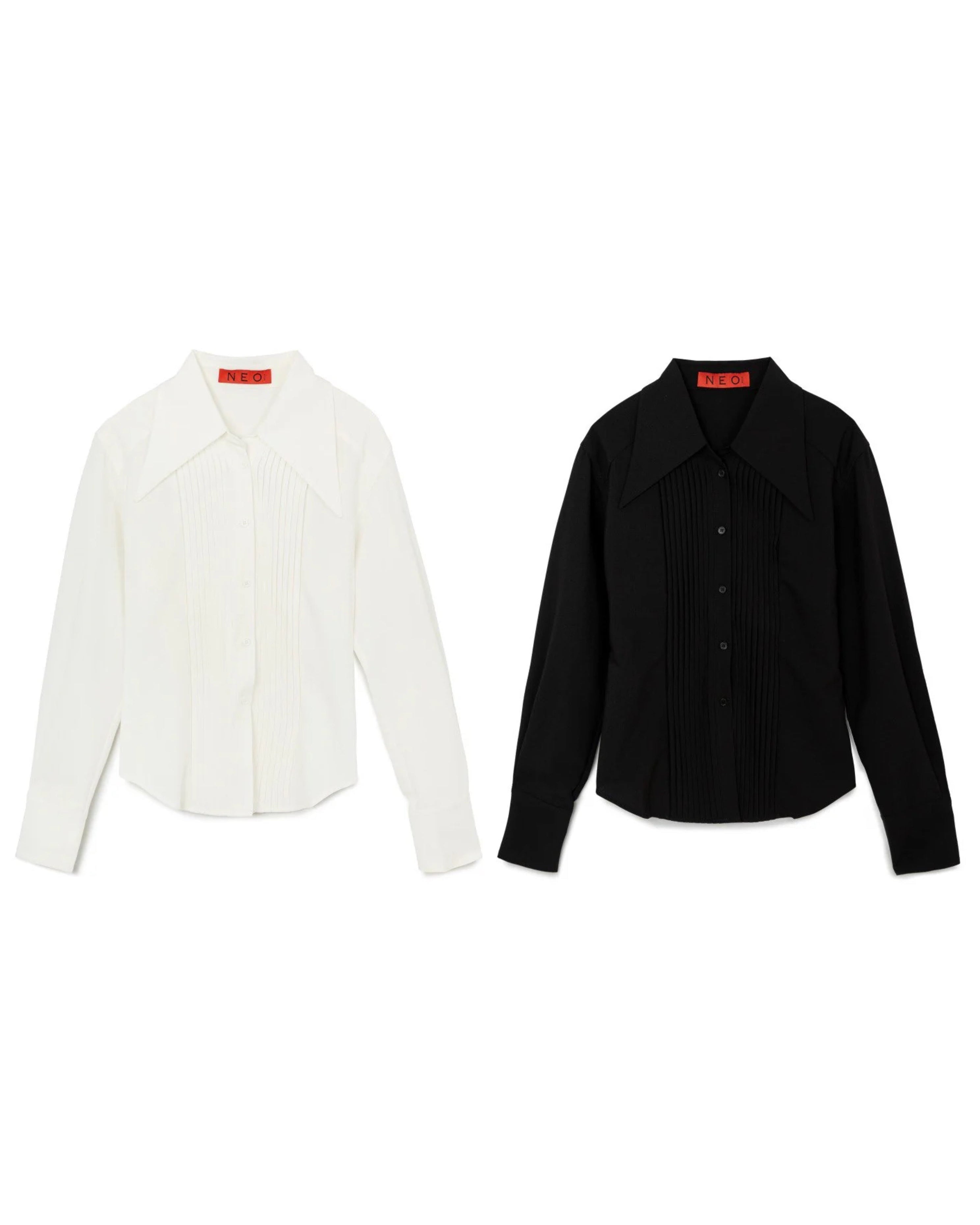 N E O VOL.2_CH.2 PLEATED SHIRT BLACK