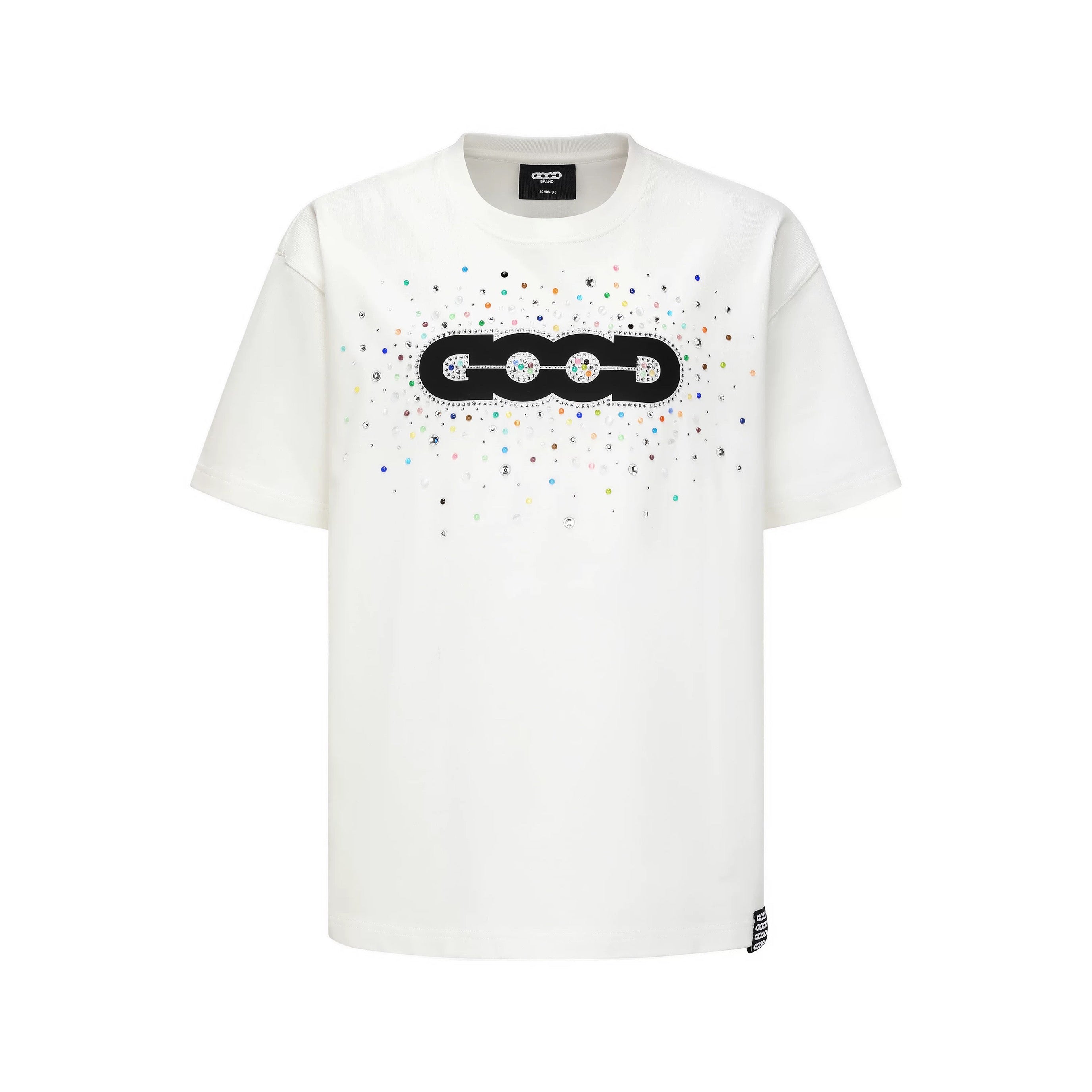 SS25 COLOURFUL GEMSTONE PEARL LOGO TEE WHITE