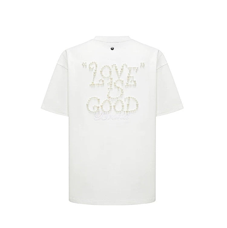 LOVE IS GOOD PEARL LOGO TEE WHITE