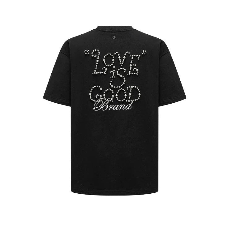 LOVE IS GOOD PEARL LOGO TEE BLACK