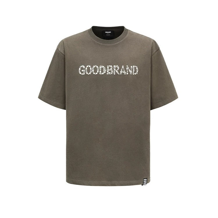 FRONT LOGO RHINESTONE TEE GREY
