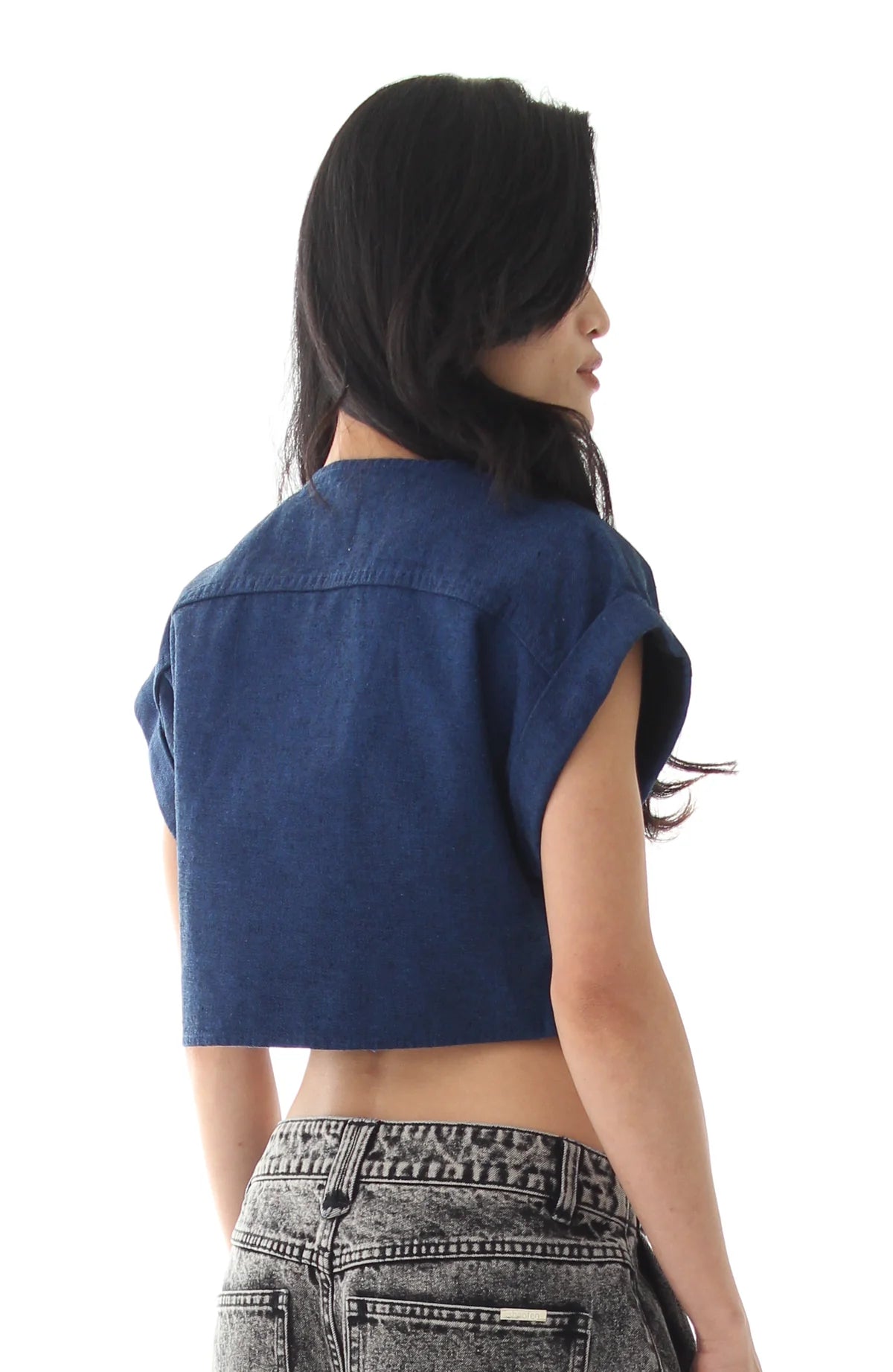 ECLIPSE DENIM CROP TOP - BLUE