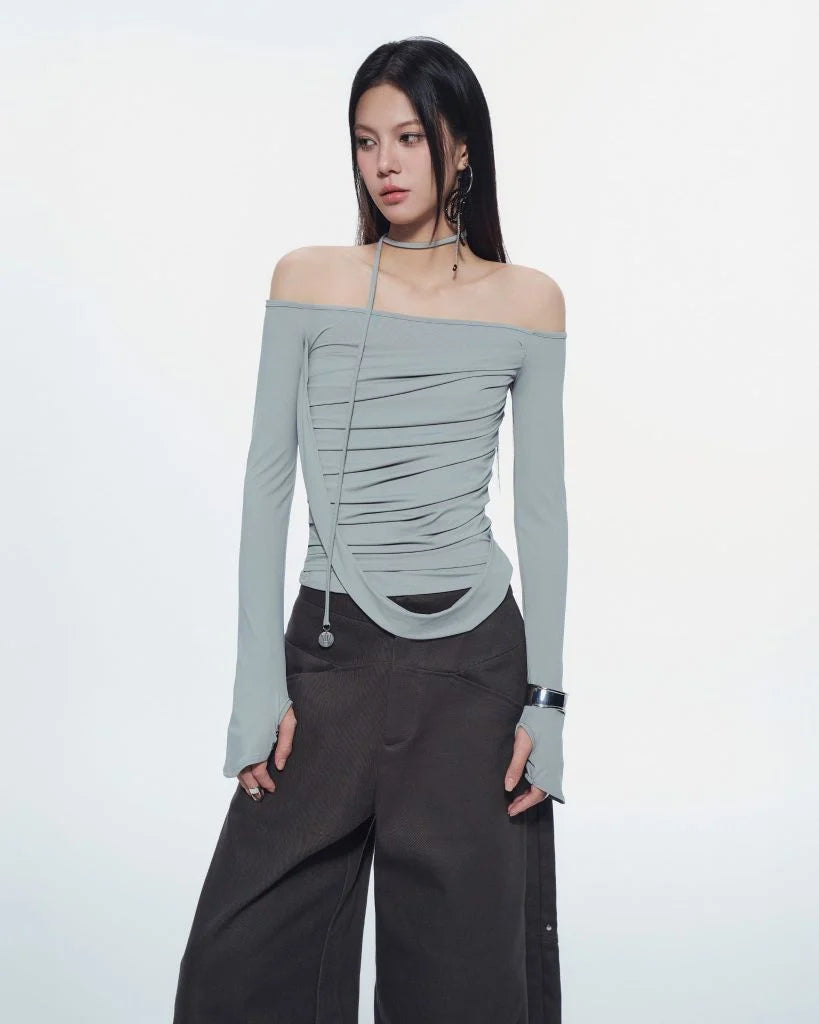 MELVIN LONG SLEEVE TOP BLUE GREY