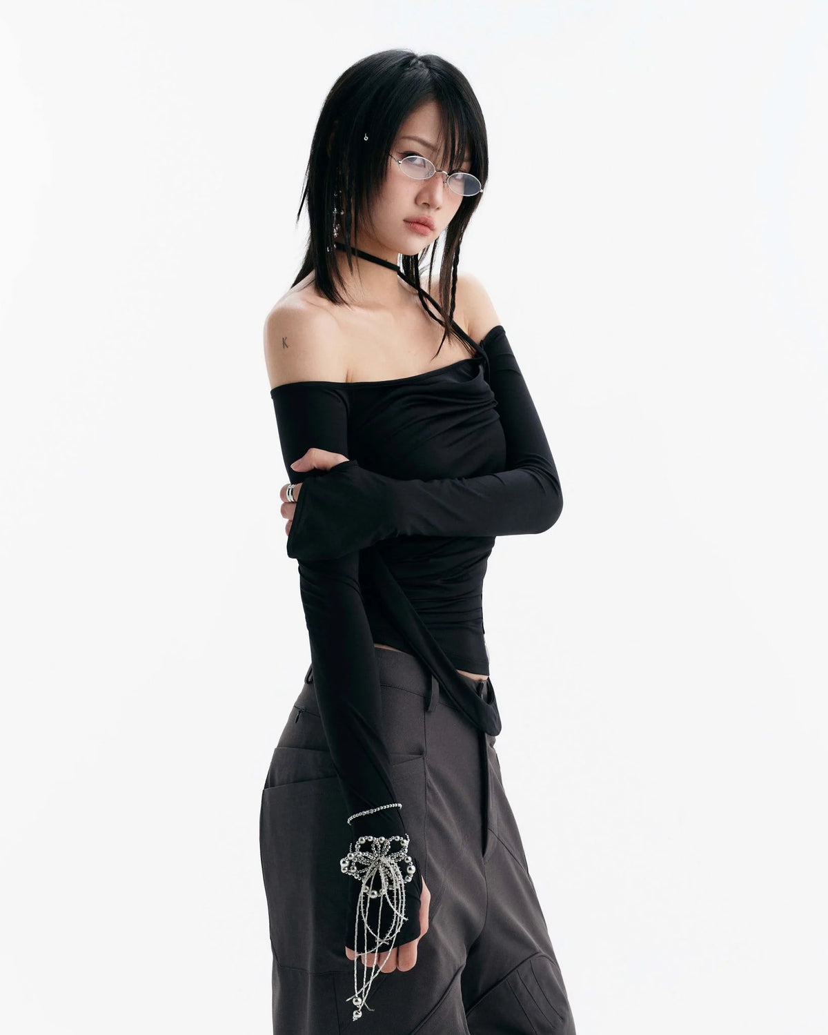 MELVIN LONG SLEEVE TOP BLACK