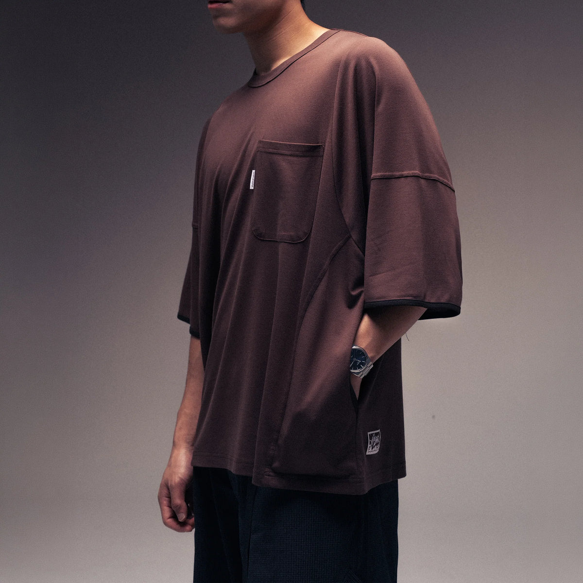 MID SLEEVE TEE RAYON BURGUNDY