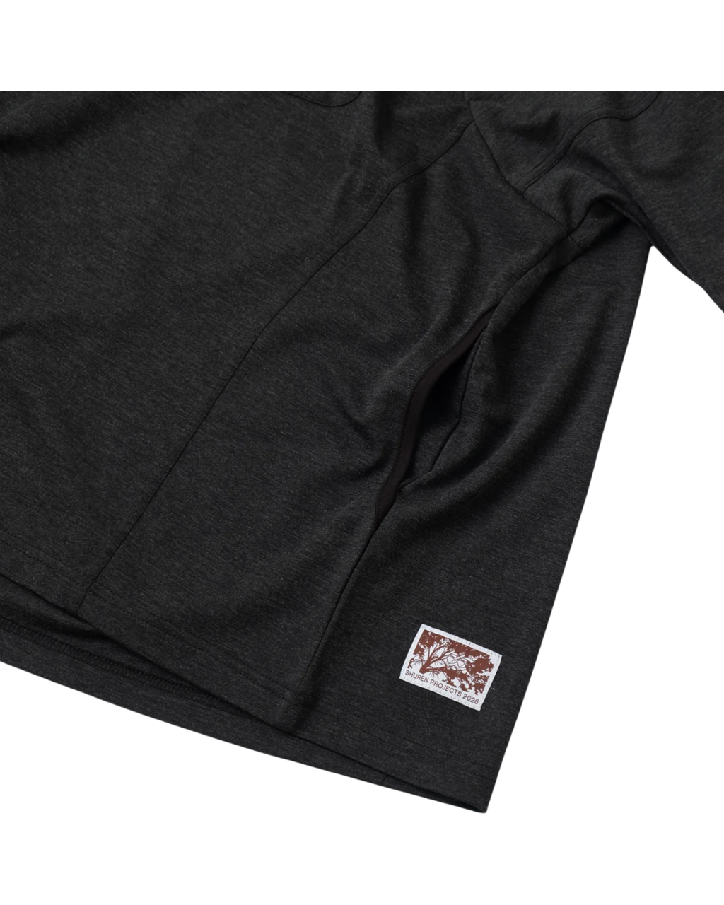 MID SLEEVE TEE RAYON HEATHER BLACK