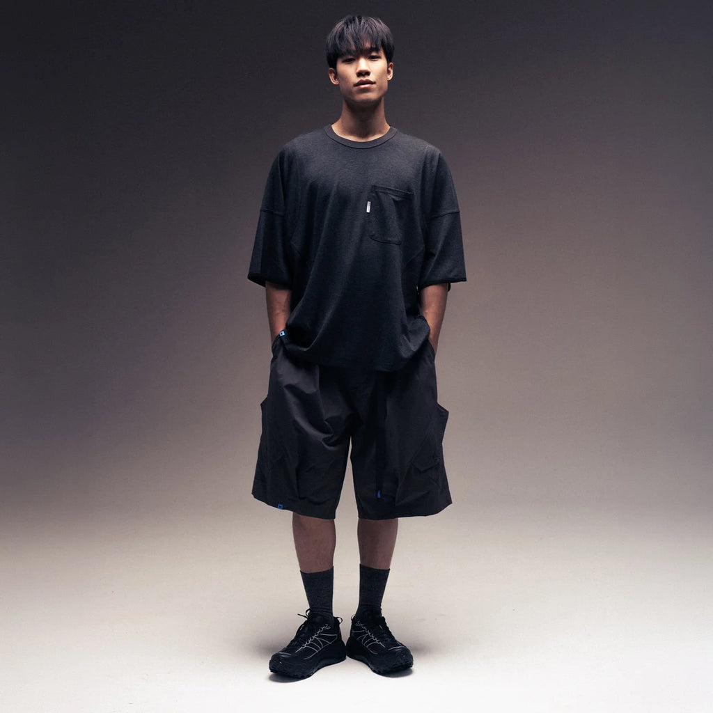 MID SLEEVE TEE RAYON HEATHER BLACK