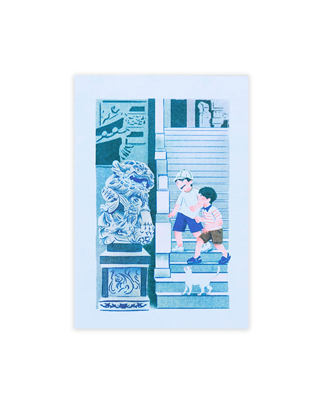 RISOGRAPH POSTCARD SIMPLE HAPPINESS MIMIC LION