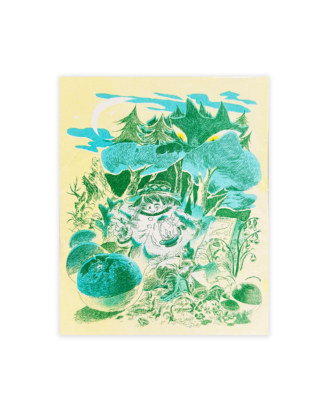 RISOGRAPH POSTCARD MOONLIT TREASURE HUNT