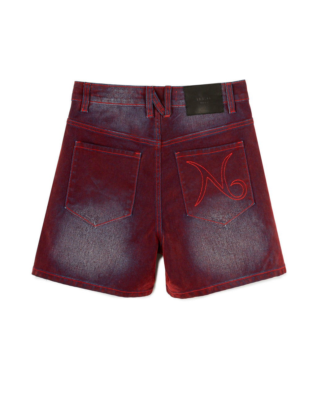 FADED WRINKLE JORTS RED