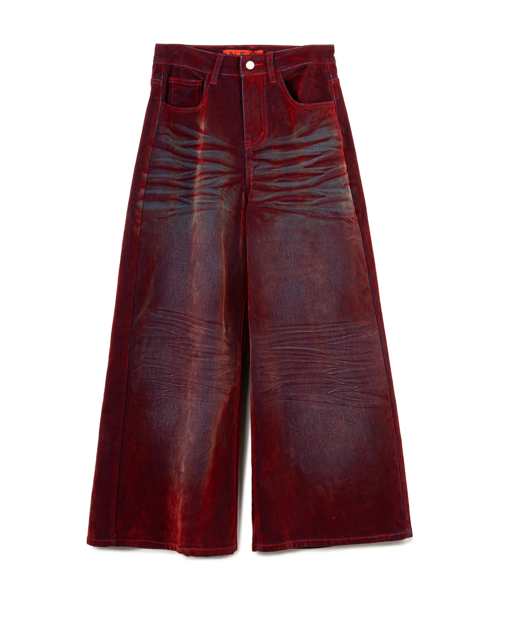 FADED WRINKLE WIDE LEG PANT RED