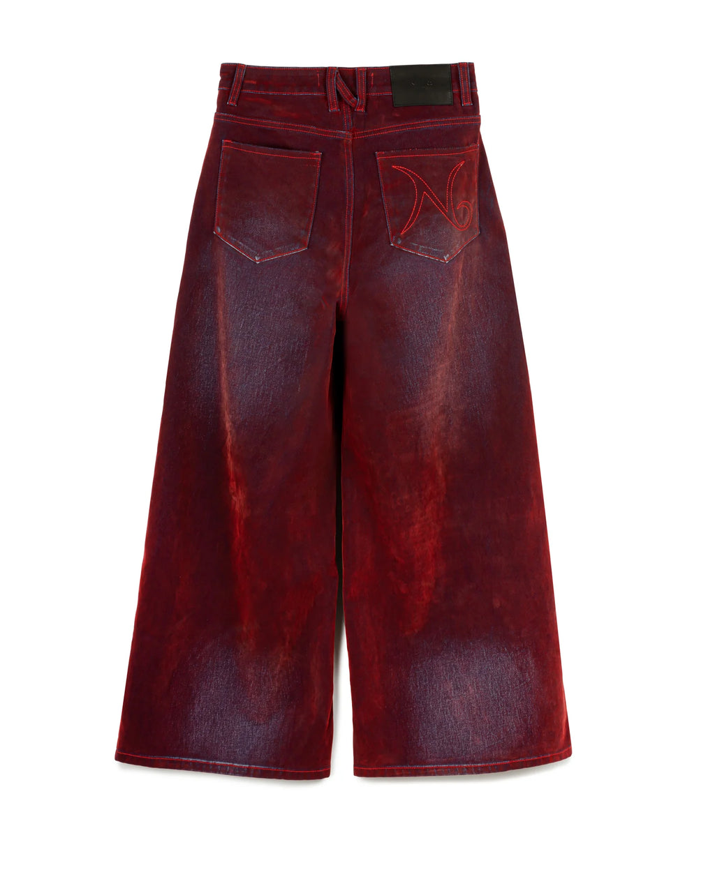 FADED WRINKLE WIDE LEG PANT RED