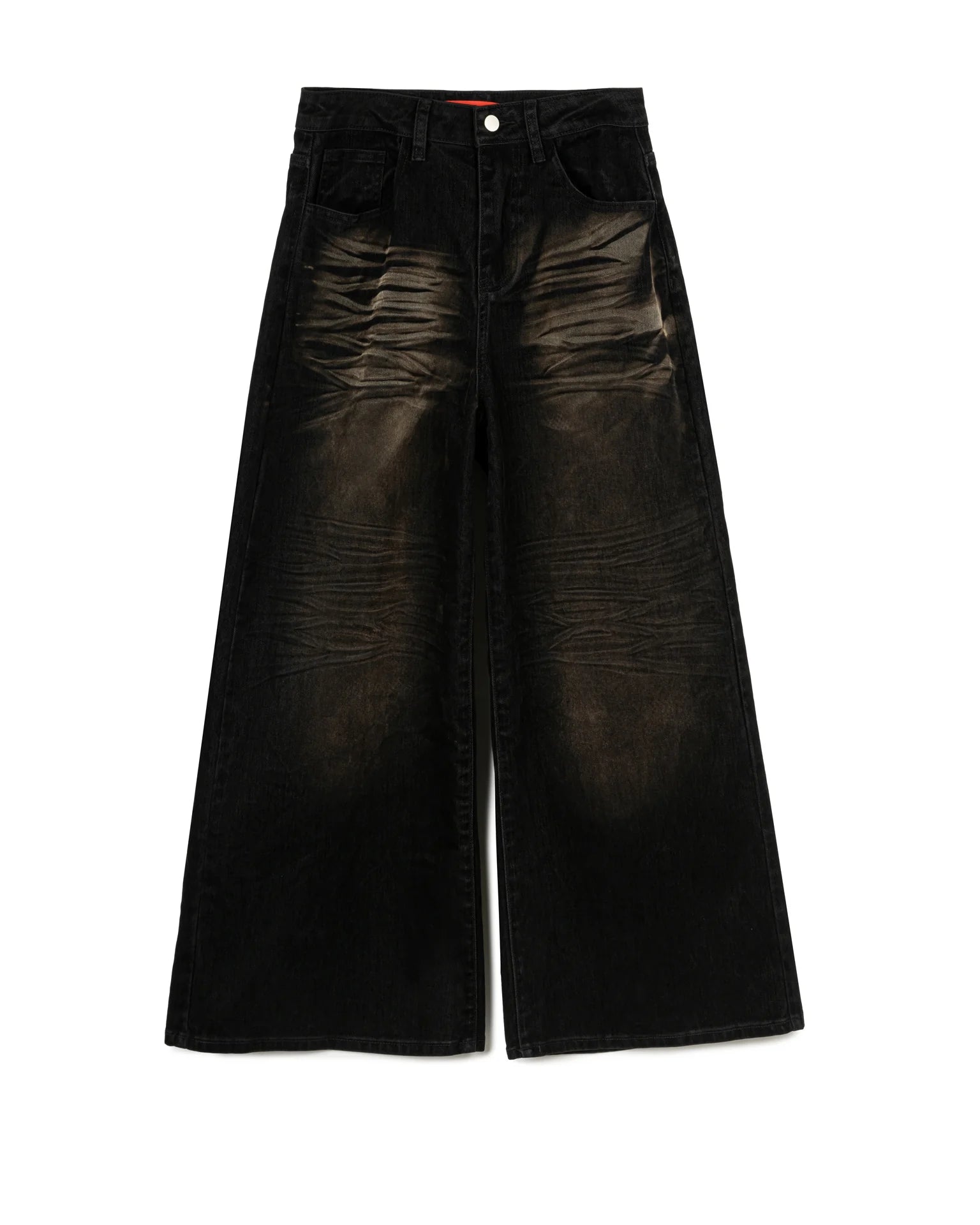 FADED WRINKLE WIDE LEG PANT BLACK