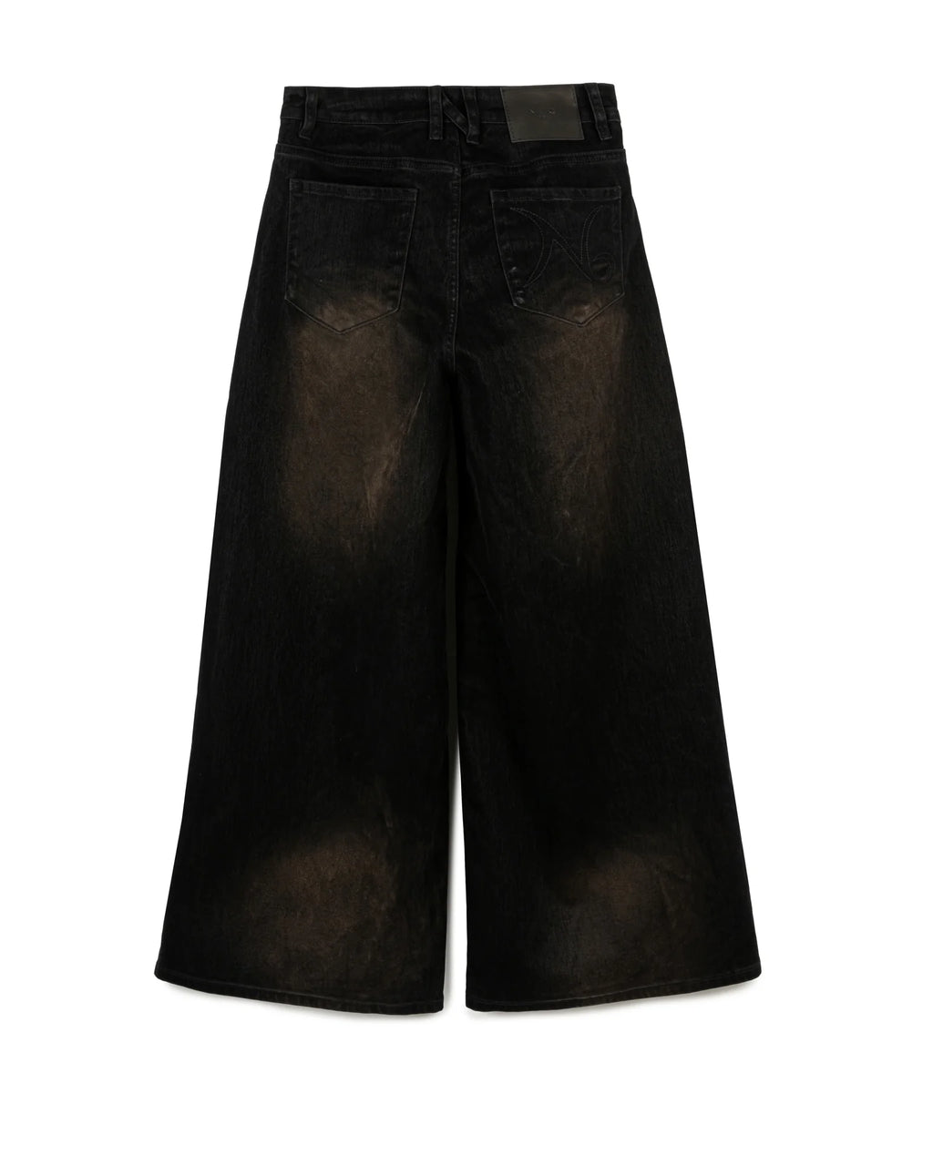 FADED WRINKLE WIDE LEG PANT BLACK