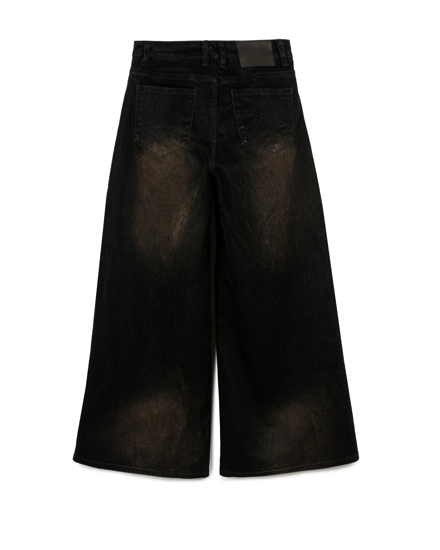 FADED WRINKLE WIDE LEG PANT BLACK