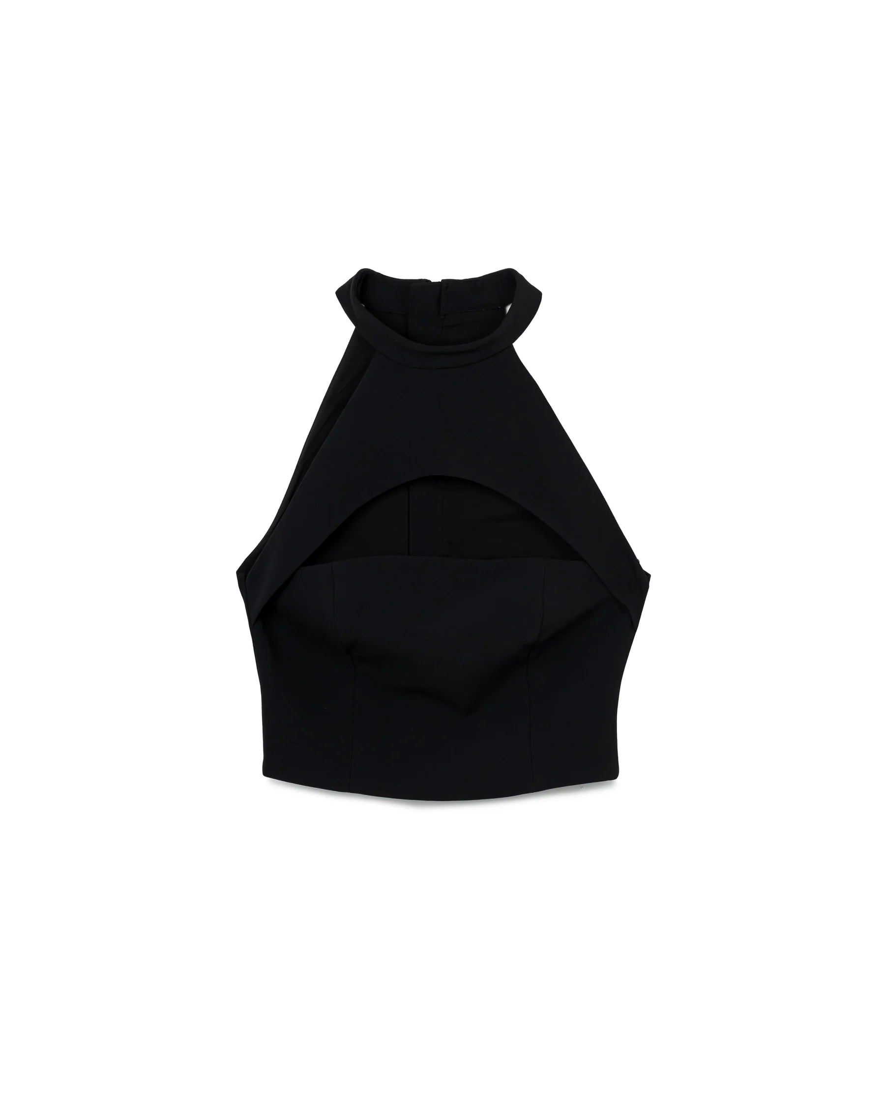 CUT-OUT HALTER TOP BLACK
