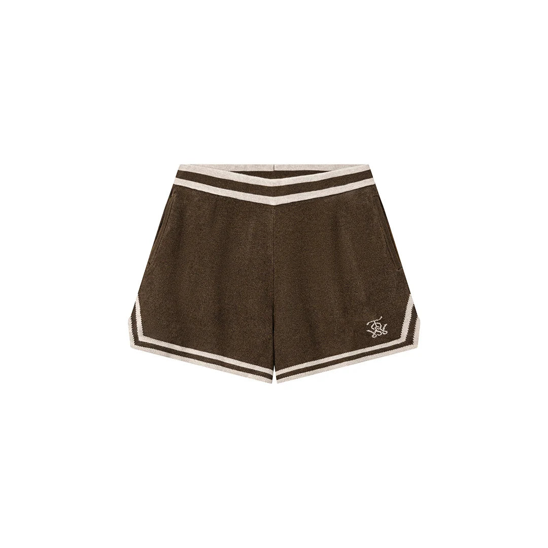 KNITTED SHORTS DARK BROWN