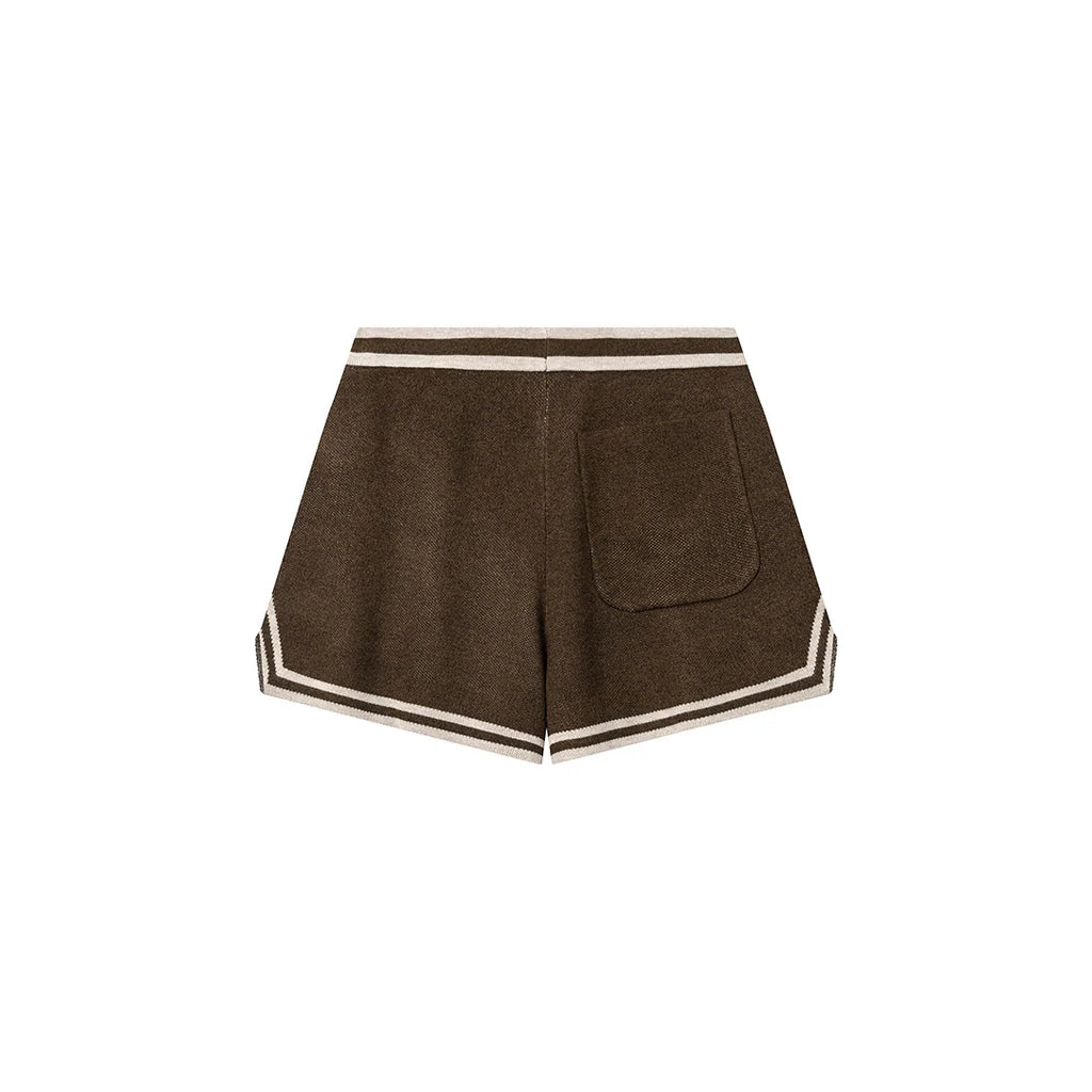 KNITTED SHORTS DARK BROWN