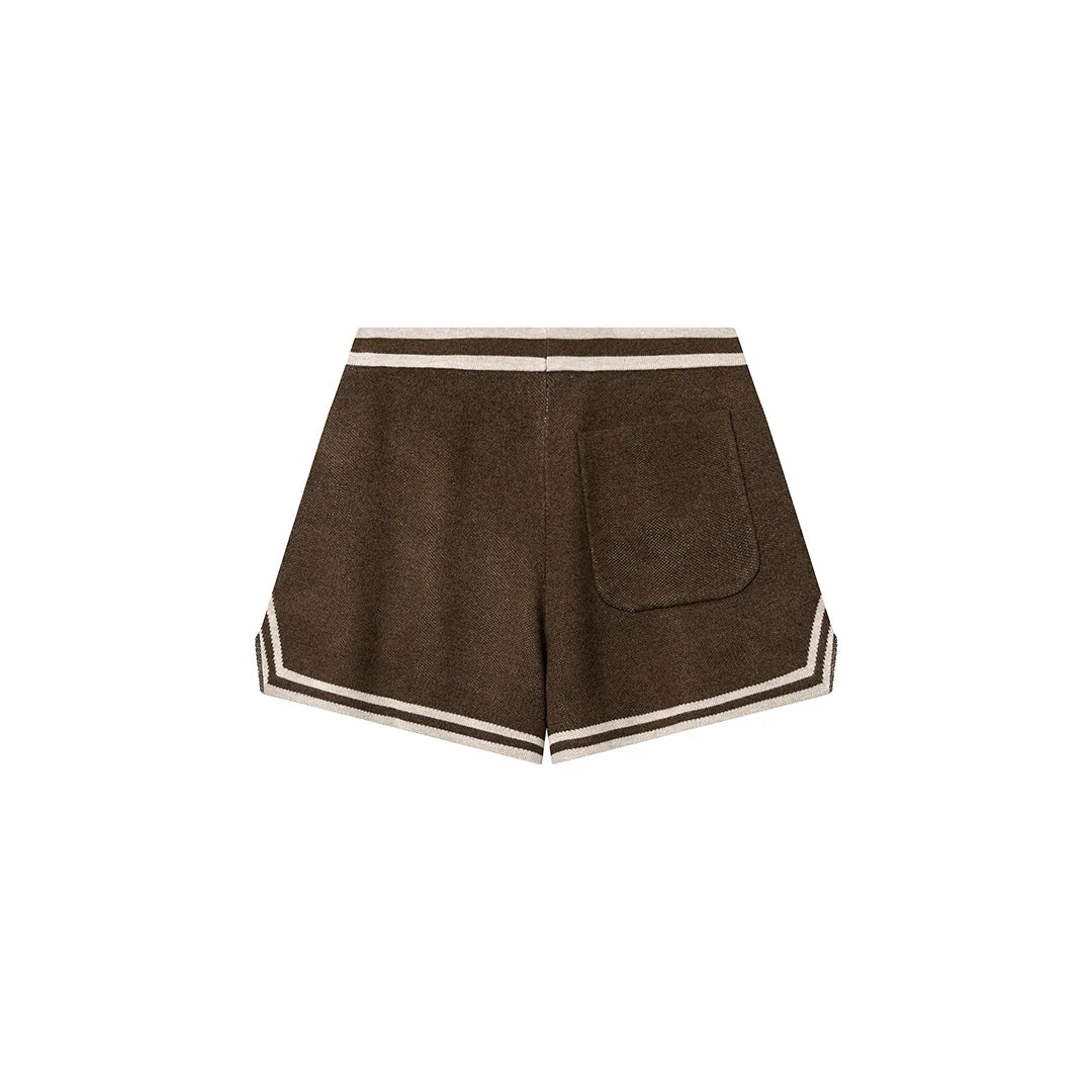 KNITTED SHORTS DARK BROWN