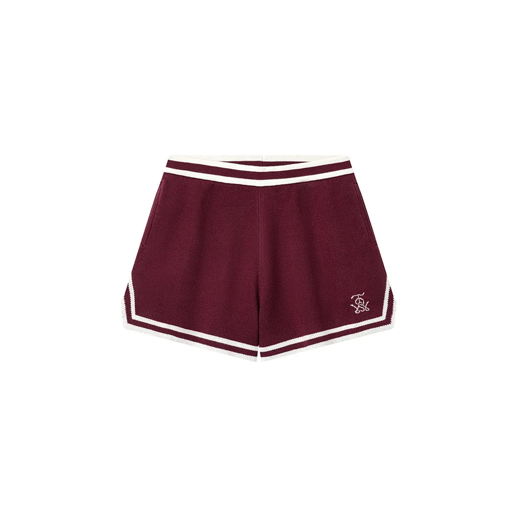 KNITTED SHORTS BURGUNDY