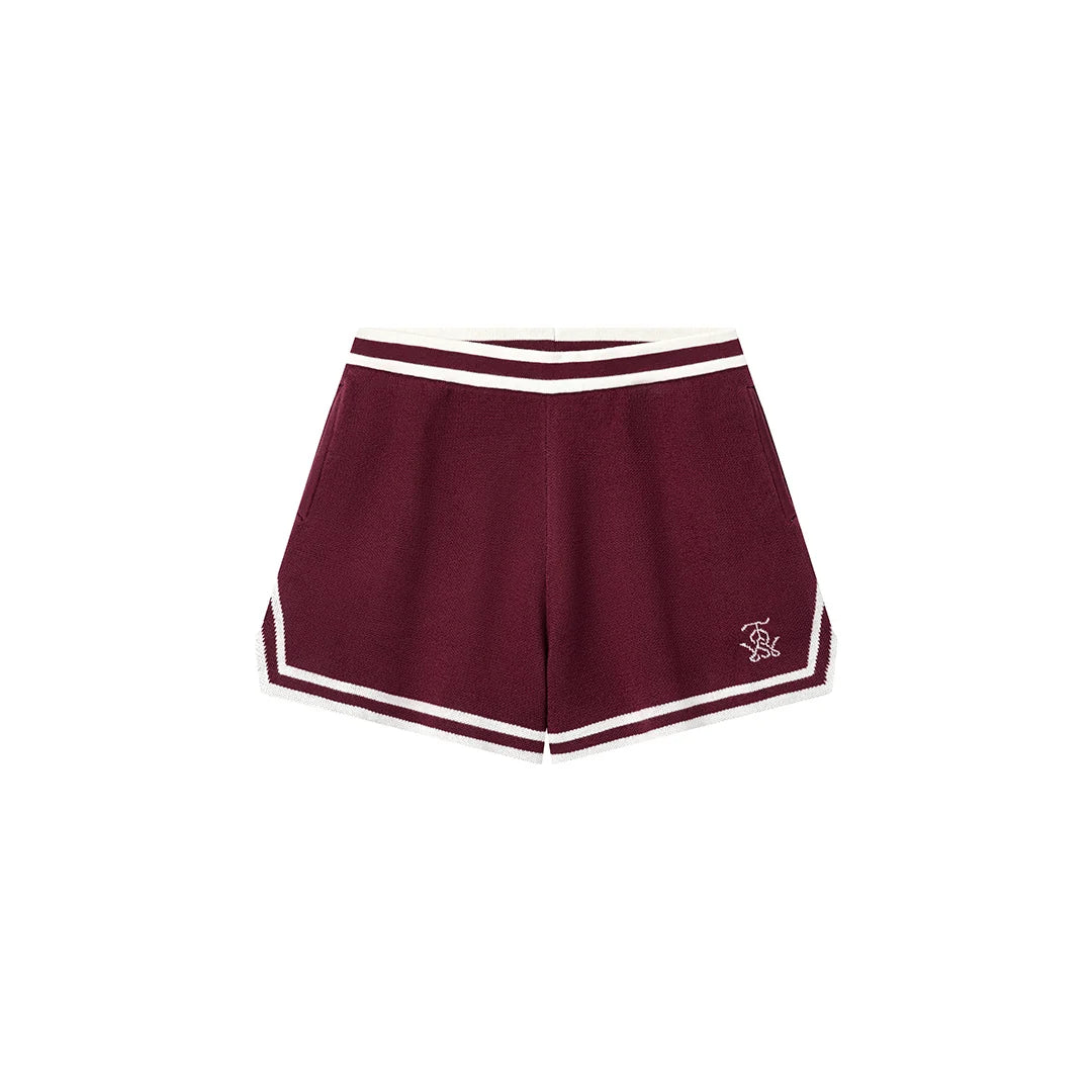 KNITTED SHORTS BURGUNDY