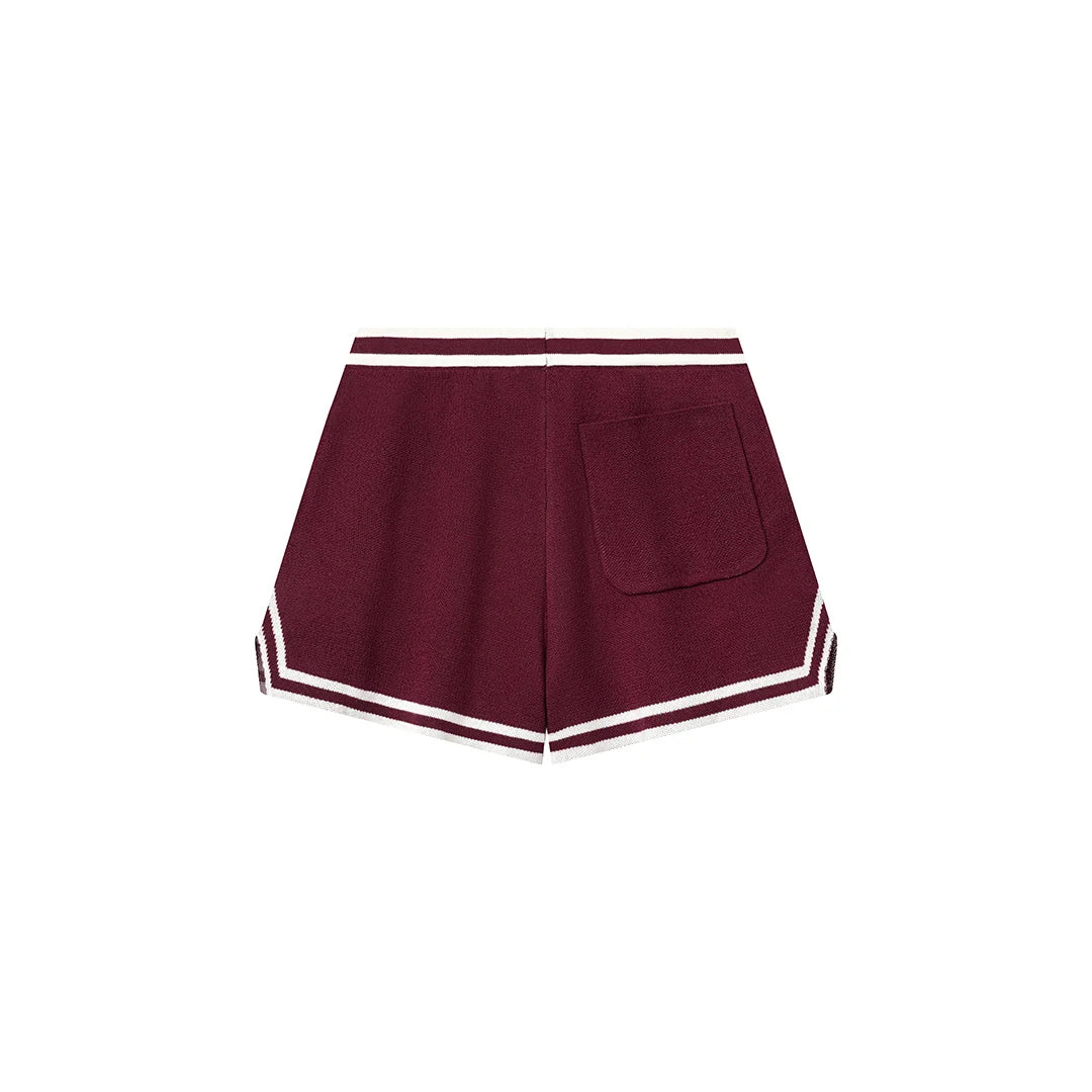 KNITTED SHORTS BURGUNDY