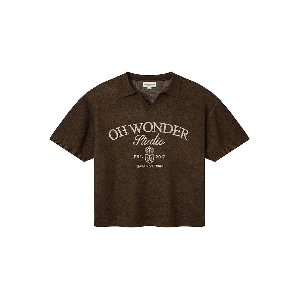 COLLAR KNITTED TEE BROWN