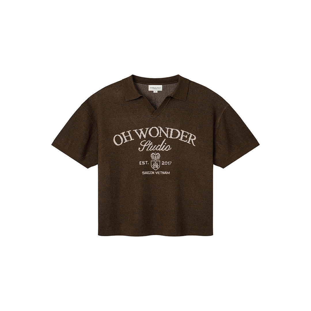 COLLAR KNITTED TEE BROWN