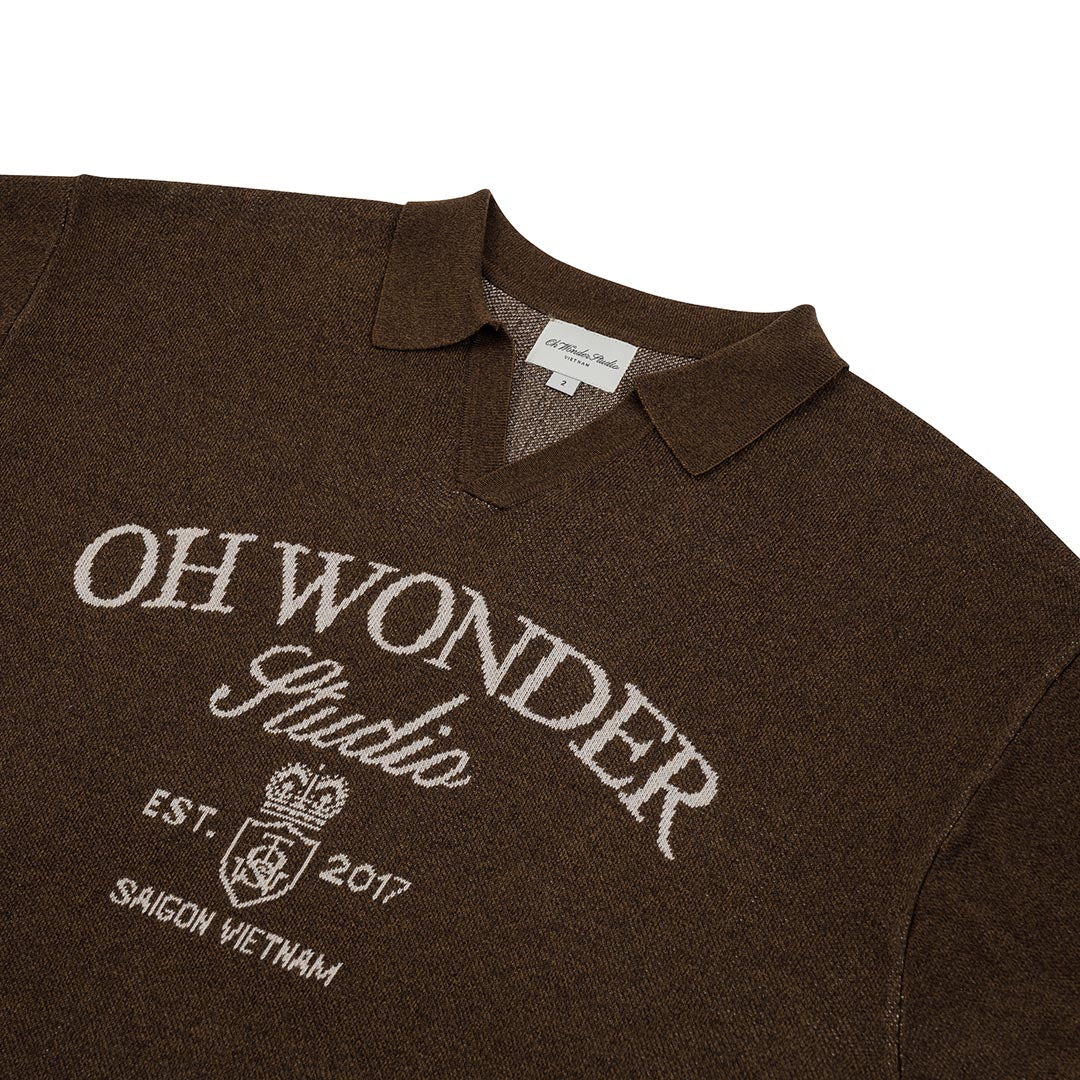 COLLAR KNITTED TEE BROWN