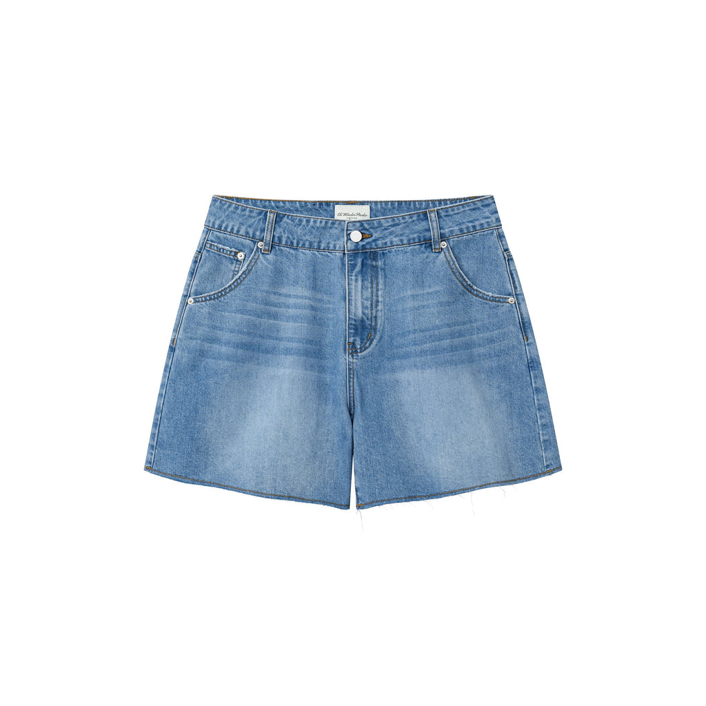 LOOSE DENIM SHORTS WASH BLUE