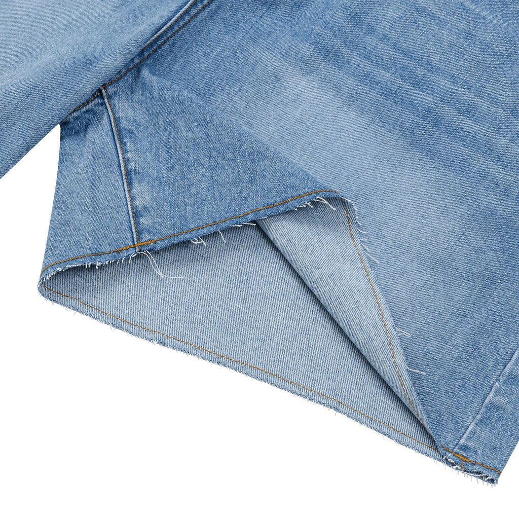 LOOSE DENIM SHORTS WASH BLUE