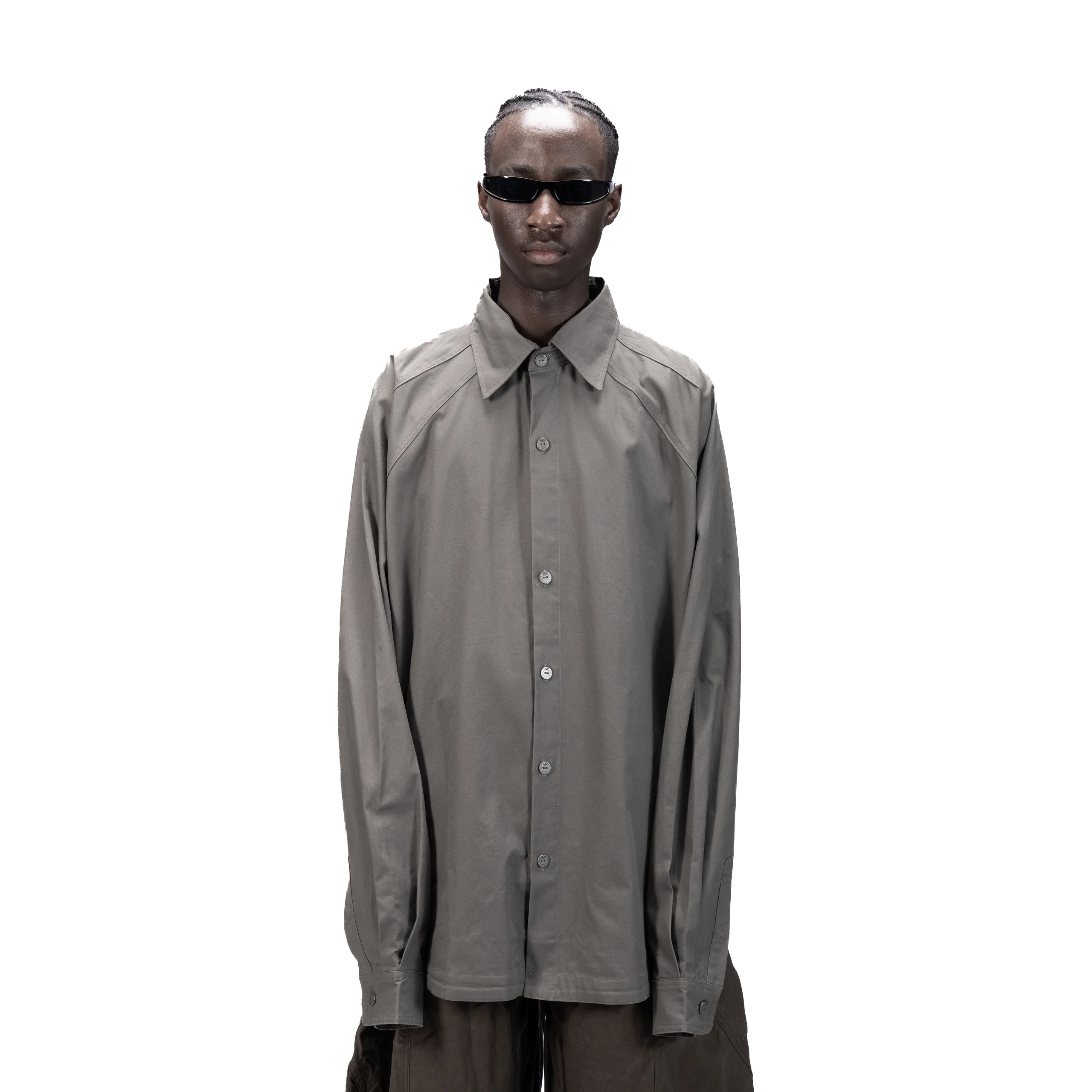 DETACHABLE L-S SHIRT - BROWN