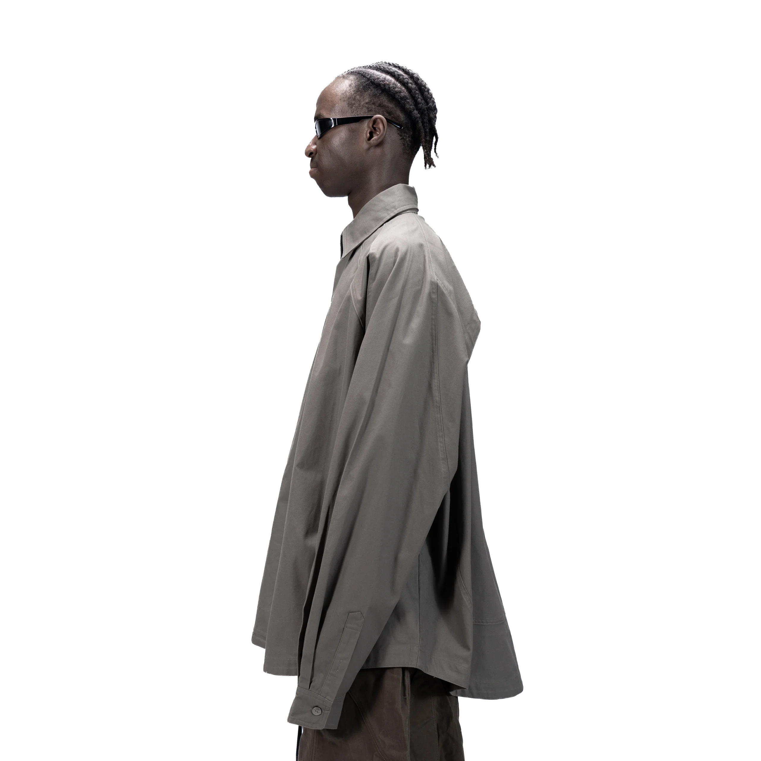 DETACHABLE L-S SHIRT - BROWN