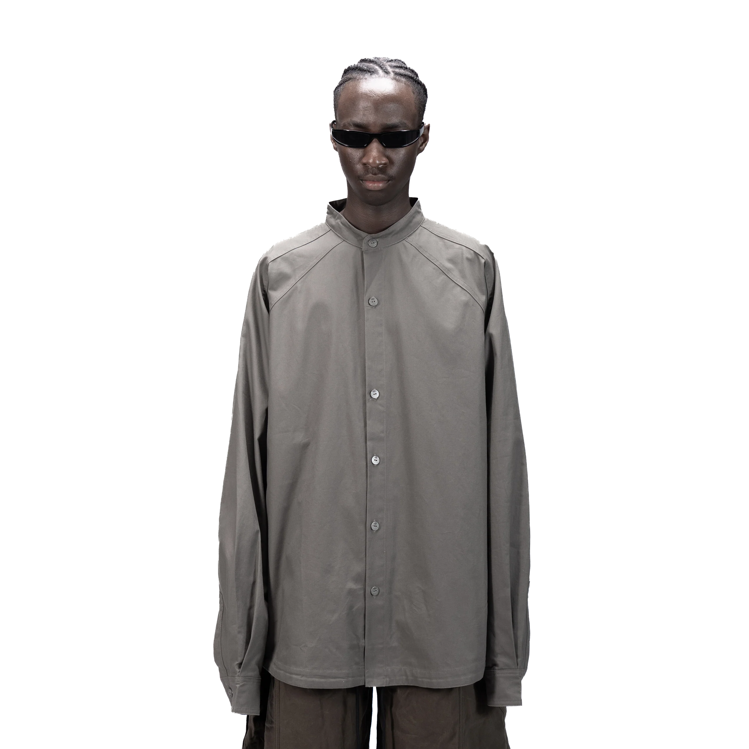 DETACHABLE L-S SHIRT - BROWN