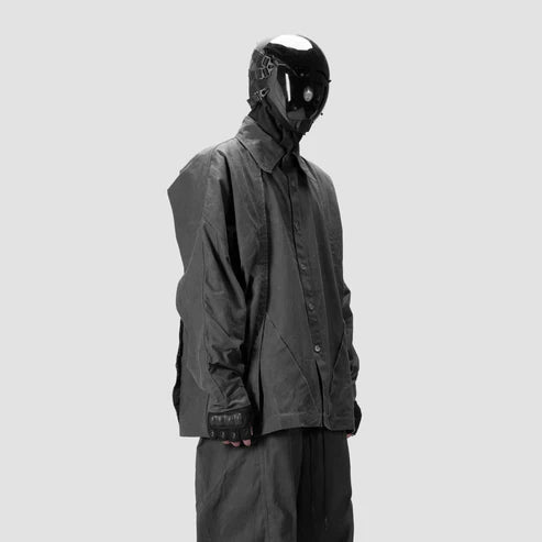 BACK PLEATED SHIRT - GREY