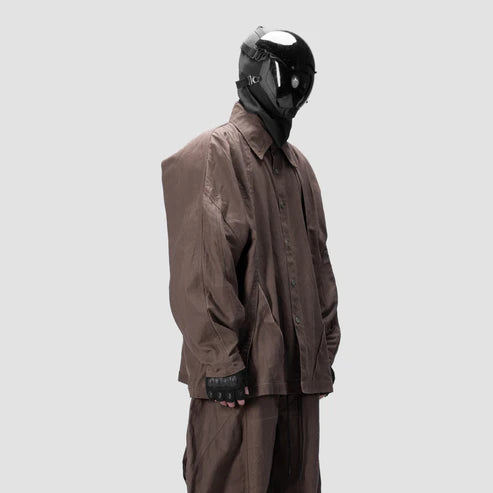 BACK PLEATED SHIRT - BROWN