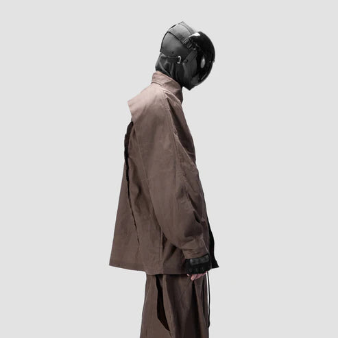 BACK PLEATED SHIRT - BROWN