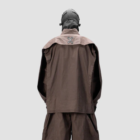 BACK PLEATED SHIRT - BROWN