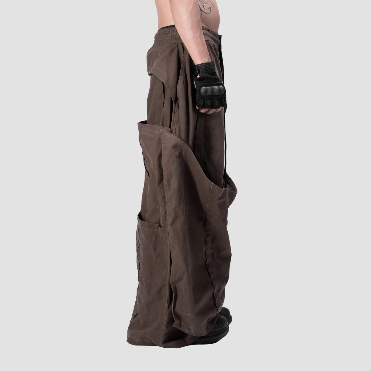 DOUBLE LAYERED PANTS - BROWN