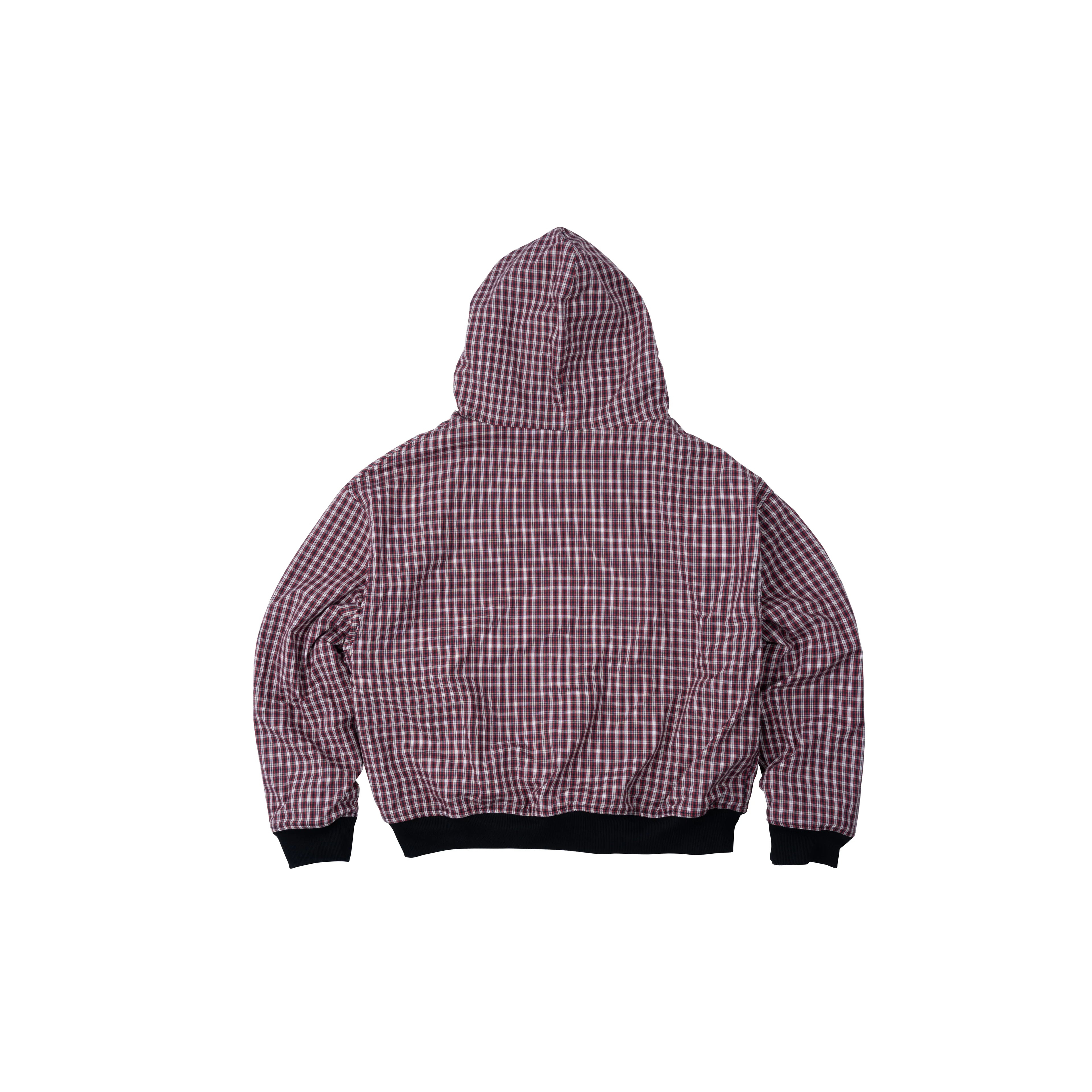 FLIPSIDE ZIP HOODIE BLACK CRIMSON GINGHAM