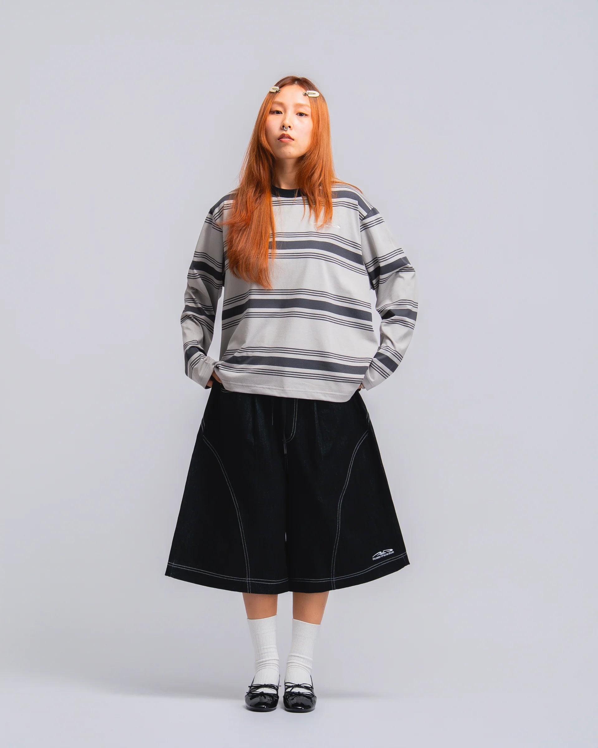 LOGO STRIPE CROPPED L/S TEE