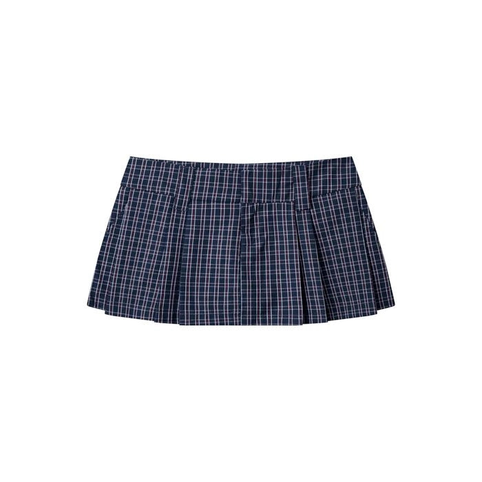 GINGHAM MINI SKIRT NAVY