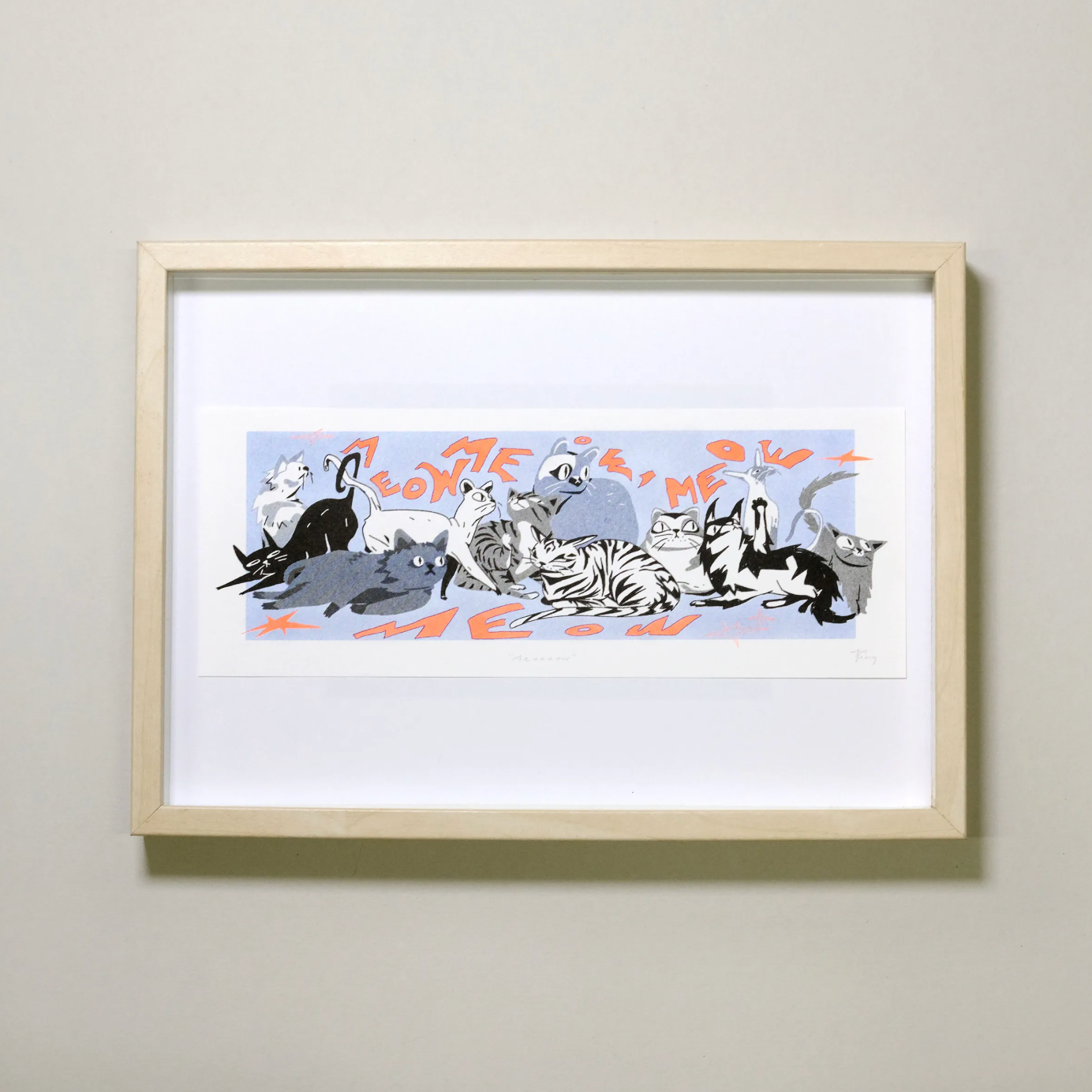 RISOGRAPH ART PRINT - MEOOOOW